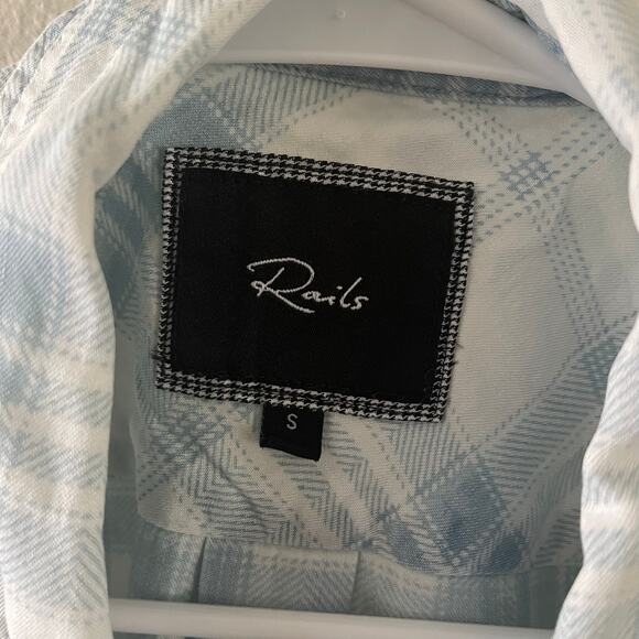 Rails Plaid Button-Up Shirt Womens Small Blue White Western Style Long Sleeves - Picture 6 of 13